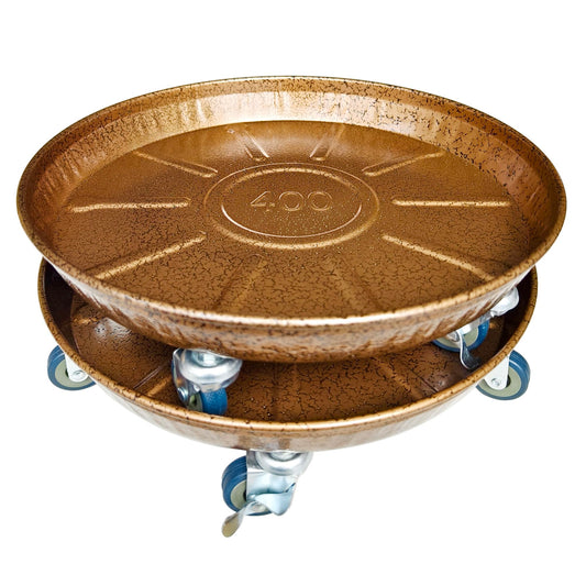 Mornteko Plant Pallet Caddy, 15.94" Heavy Duty Metal Planter Pot Mover, Plant Pot Pallet Dolly Caster with Iron Wheels, 2 Pack (15.94 inches, Bronze)