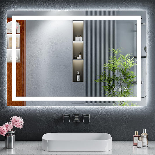 24"x36" LED Bathroom Mirror with Lights, Backlit + Front Lit with CRI>90, Lighted Mirror for Bathroom, Anti-Fog, Dimmable Brightness, 3 Colors, Memory Function, Shatterproof Tempered Glass