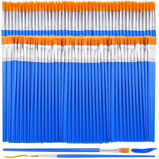 240 Pcs Small Paint Brush Bulk, Flat Fine Tip Artist Paint Brushes Set, Kids Classroom Acrylic Oil Watercolor Canvas Painting Crafts Paint Brushes for Body Face Nail Festival Parties