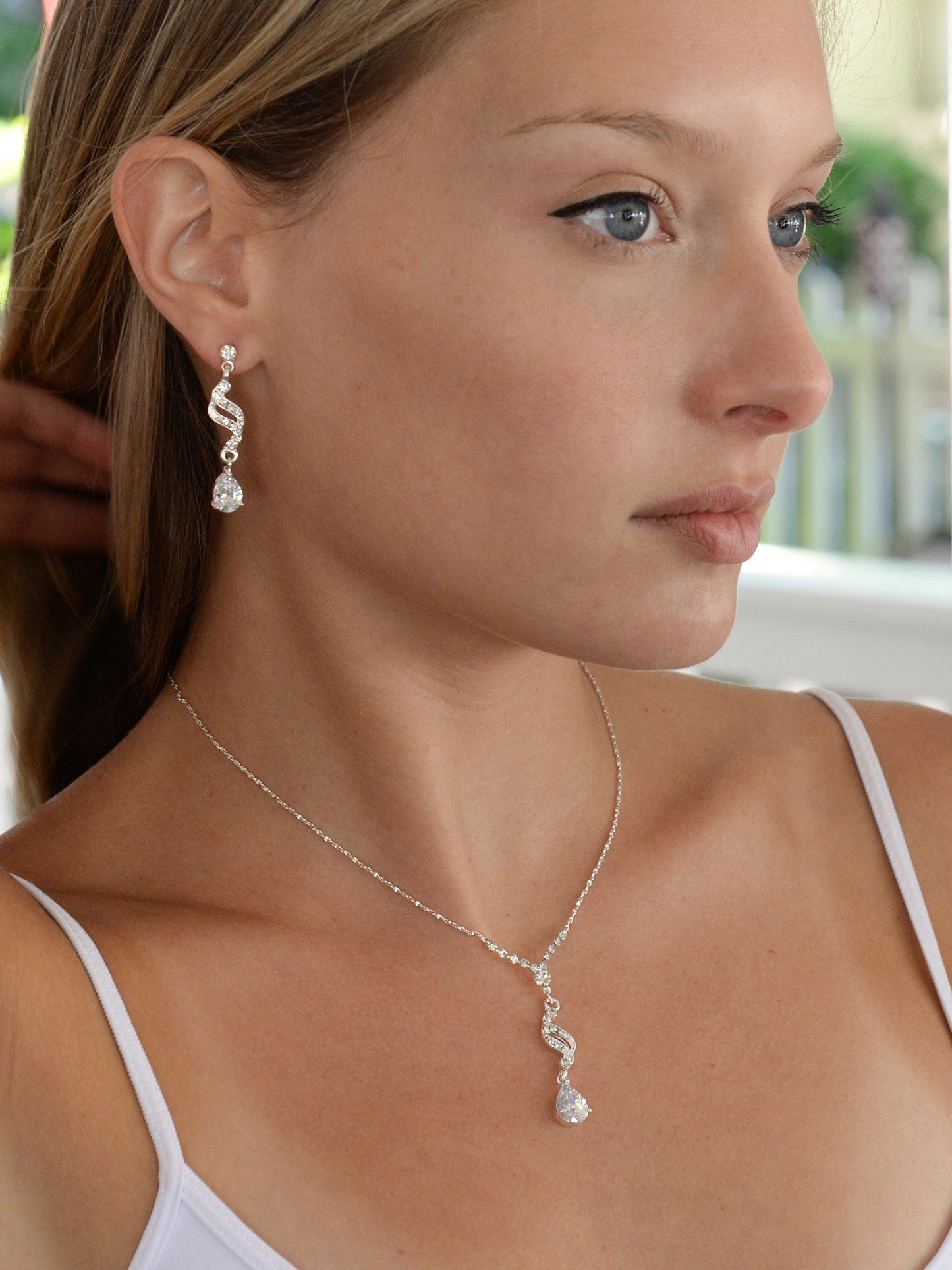 Mariell Cubic Zirconia Prom Jewelry Set, Necklace & Earrings Set for Brides, Bridesmaids, Wedding Jewelry