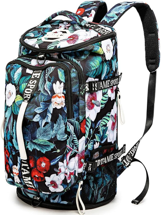 Gym Duffle Bag Backpack with Shoe Compartment,4 ways Travel Backpack for Women and Men,Multi-Functional Weekender bag with Waterproof Layer&Laptop Compartment for Fitness, Travel,Camping