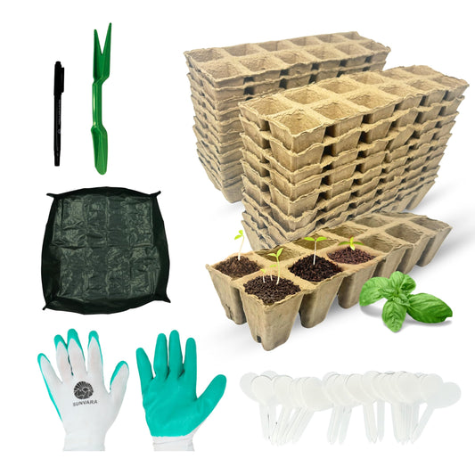 SunVara Peat Pots for Seedlings 300 Pcs, Biodegradable Seed Starter Pots with Drainage Holes, Nursery Germination Pots for Vegetables, Herbs, Flowers – Indoor Outdoor Garden