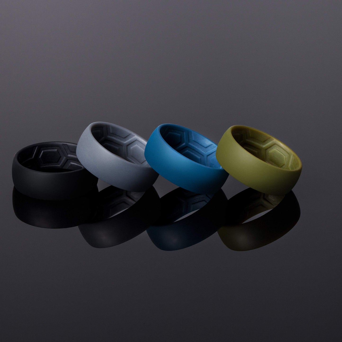 ThunderFit Men's Patterned Silicone Rings, 8mm Wide 2.2mm Thick Rubber Bands,Variety Multipack 1,4,7
