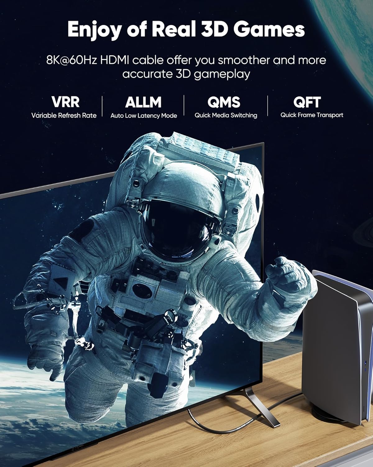 15 4K 8K 10K 2.1 CL3 8K@60Hz 4K@120Hz 48Gbps], Highwings Long HDMI Cable FT, HDMI Cord Ultra High Speed [in-Wall Rated