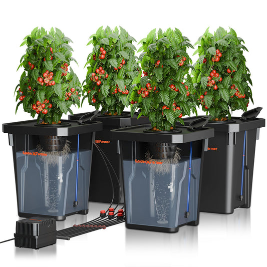 Spider Farmer DWC Hydroponics Grow System with 7-Gallon Deep Water Culture, New Triangular Cover Design, Recirculating Drip Garden System with Top Drip Kit, 11W Air Pump, 4 Buckets