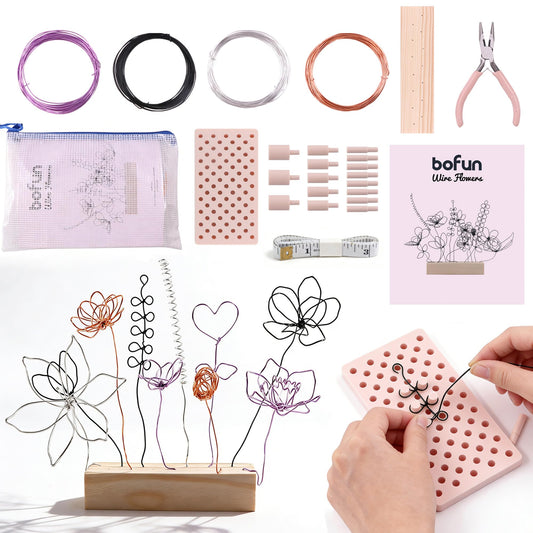 BoFUN Easy Wire Flower Crafts Kit for Teens& Adults Women, DIY Art Hobbies Craft Metal Flower Making Set, Creative Handmade Craft Supplies for Home Decor, Party, Gift Mom Birthday