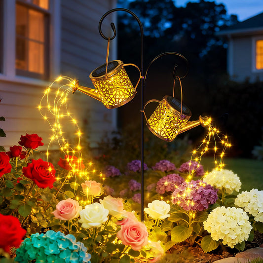 2 Pack Solar Watering Can, Metal Solar Lights Outdoor Waterproof, Hanging Lantern Decoration for Yard Outside Patio Lawn, Gardening Gifts for Women Mom Grandma