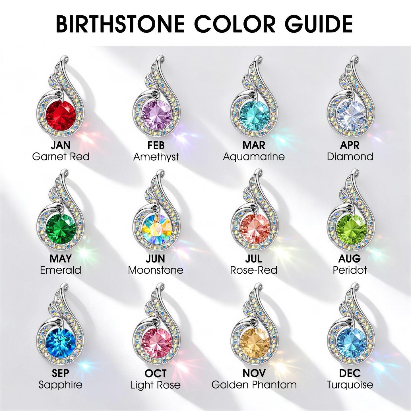 Kate Lynn Phoenix Birthstone Necklaces for Women Pendant Necklace Crystal Jewelry, Birthday Gifts for Women Wife Girlfriend Mothers Day Gift for Mom Daughter Unique Lady Christmas Jewelry Gift for Her, August Birthstone Peridot Necklace