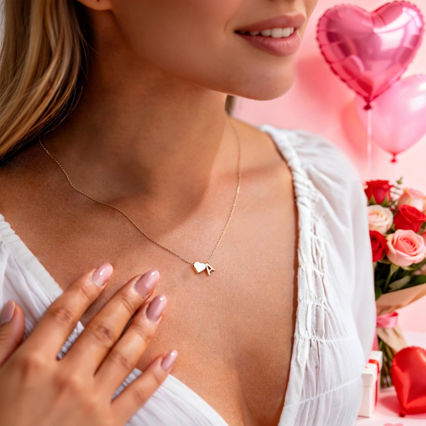 Turandoss Heart Necklaces for Women Trendy, 18K-Gold-Plated Tiny Heart Initial G Dainty Birthday Gifts Initial Necklaces for Women Jewelry