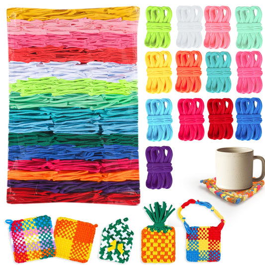 1500 PCS Weaving Loom 15 Color Loop 7 inch Potholder Durable Nylon DIY Craft Project for Rainbow Themed Potholder Weaving Loops Kit Elastic Ideal Gifts for DIY Crafts Supplies