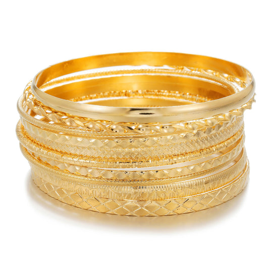 AYWFCBF Gold Bangle Bracelets for Women, 10 Pcs Boho Stackable Bangles Multi Layer Textured Chunky Bracelets Jewelry Set for Women