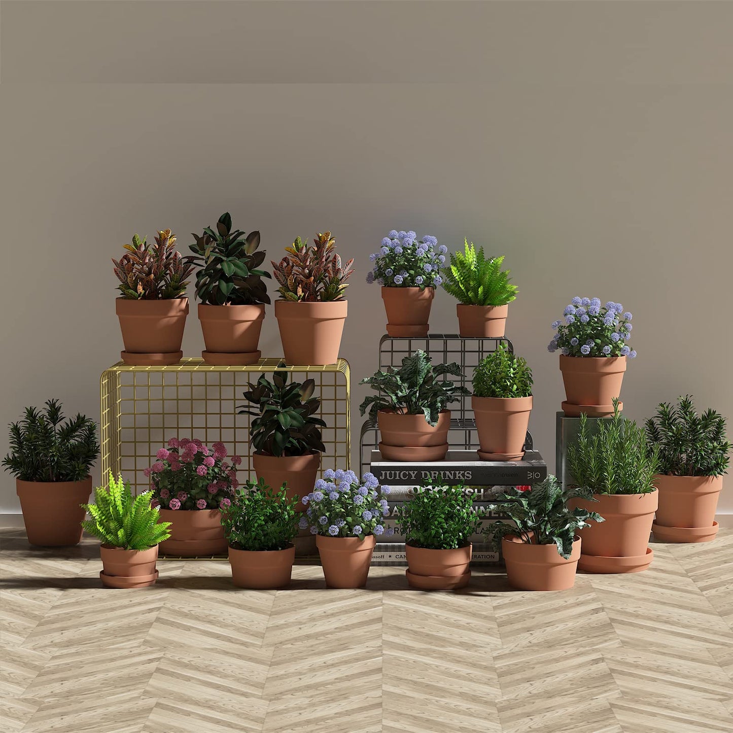 Fcacti 4 Inches Small Terracotta Pots with Saucer, 6 Pack 4" Terra Cotta Planter with Drainage Holes, Small Clay Flower Pots for Plants, Succulents, Crafts, Wedding Favor