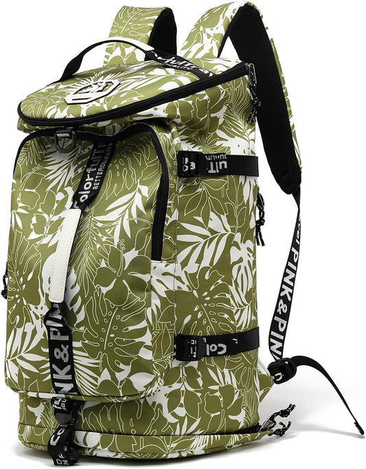 Backpack 4-Way Kalesi Gym Duffle Bag Waterproof with Shoes Compartment for travel Sport Hiking laptop (olive-green)