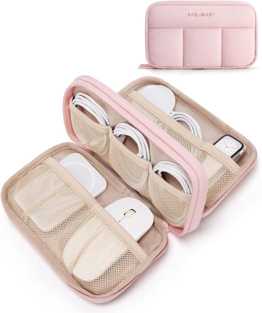 BAGSMART Electronics Organizer Travel Case, Cord Storage for Chargers Cables Phones, Compact Tech Accessories Pouch