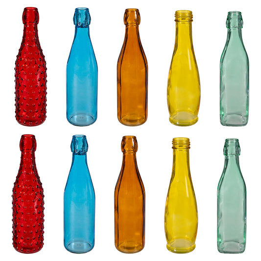 Evergreen Garden Glass Bottles for Bottle Tree, Wine Bottles for Decorativation Indoor Outdoor Wedding Christmas Party Decor (Rainbow, Set of 10)