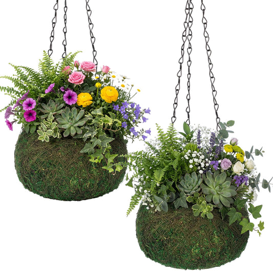 Acellegic 2 Pack 6 Inch Kokedama Moss Ball Planter Orchid Pots Hanging Orchid Planter Basket Moss Ball Hanging Baskets for Plants Outdoor Woven Plant Holder for Indoor Home Garden Balcony Decor