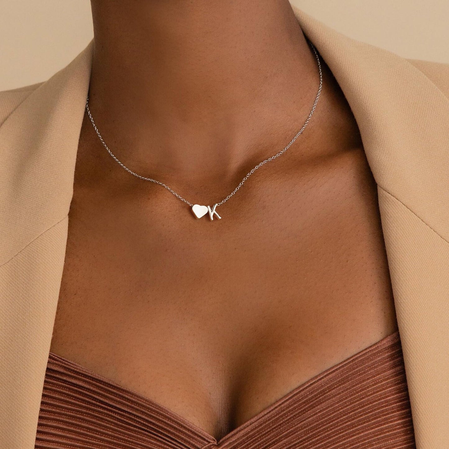 Turandoss Heart Initial Necklaces - Dainty, Trendy Tiny Silver Necklaces for Women - Mothers Day Gifts
