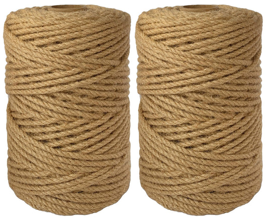 ILIKEEC 2-Pack Natural Jute Twine Rope, 5mm x 656ft Heavy Duty Sisal Hemp Rope for Crafts, Gardening, Cat Scratching Post, Bundling & Hanging, 328Feet/Roll