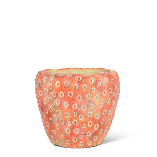 Abbott Collection Small Strawberry Planter - Cement, Pink (5" D)