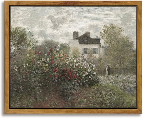 InSimSea Framed Canvas Wall Art - Vintage Monet Flower Garden Painting | 8"x10" Decor for Living Room, Bedroom, Office