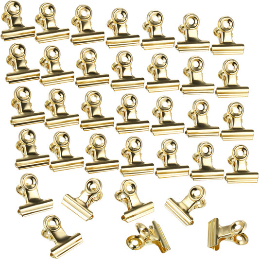 Boao 100 Pcs Mini Gold Metal Clips Small Gold Binder Clips Bulk for Photos, Maps, Drawings, Art Work, Papers, Price Tag, 0.87 Inch
