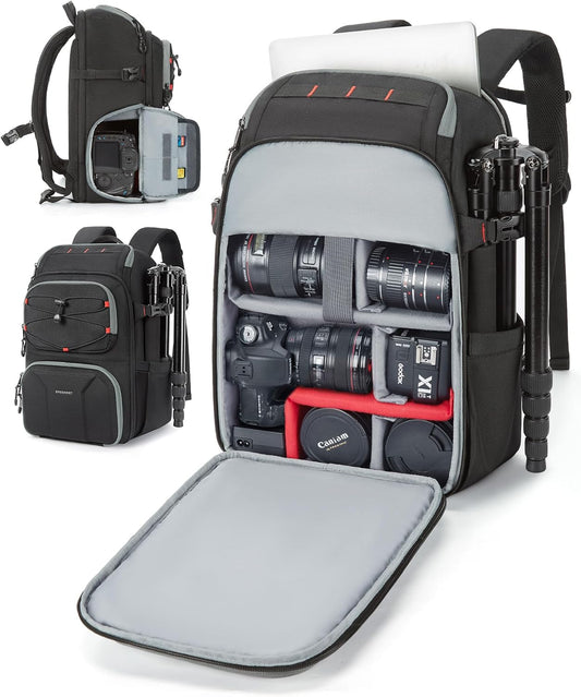 15.6" BAGSMART Camera Bag for Photographers, Professional Camera Bag Fits up to Laptop, DSLR/Drones/Tripod Camera Case