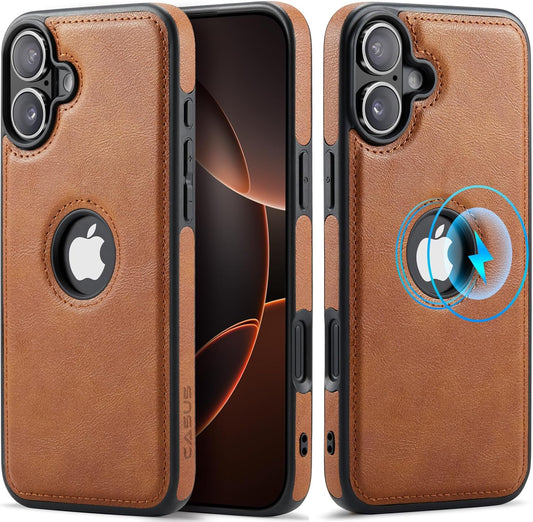 C Casus 17, 6.3 (2025) Casus Magnetic Leather Case for iPhone MagSafe Compatible, Business Classic Style, Shockproof