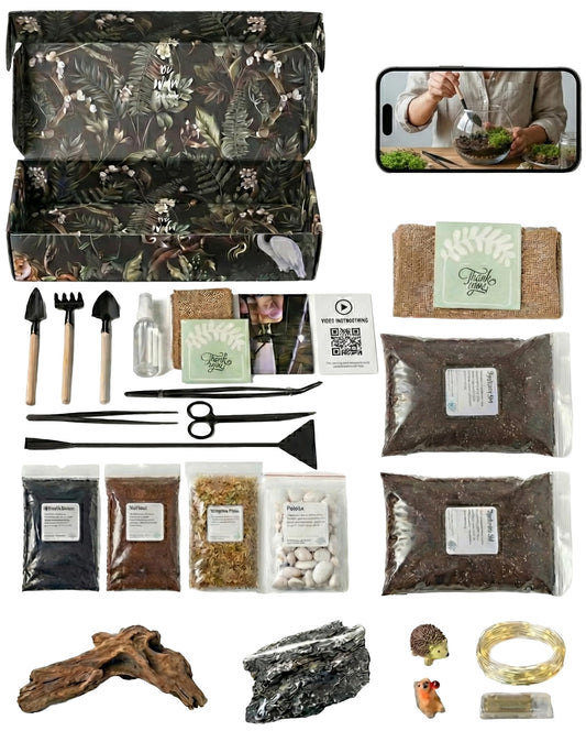 DIY Terrarium Kit | Pebbles Sphagnum Moss Activated Carbon Burlap Peat Moss Tools | Terrarium Supplies (Advanced)