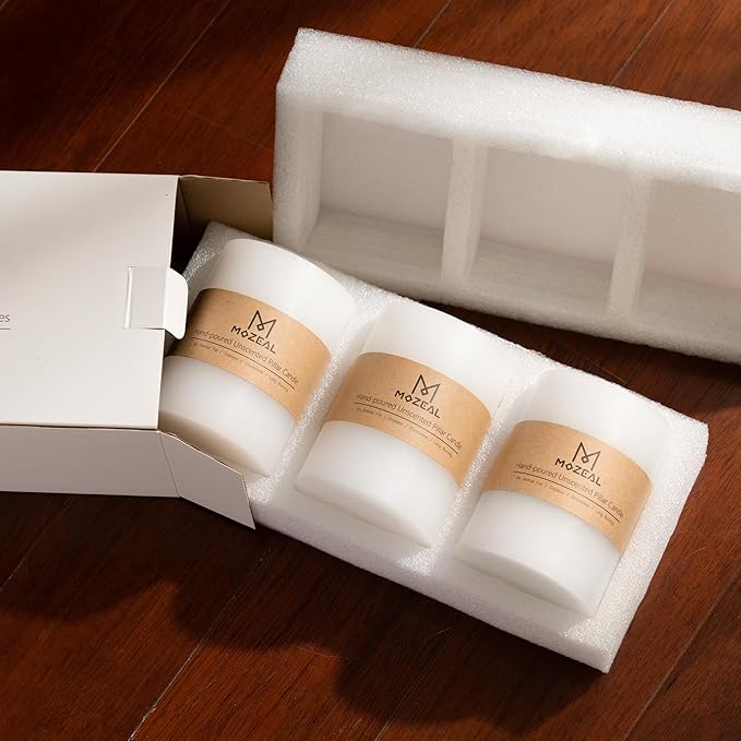 MOZEAL 3" x 4" Hand-Poured Unscented Candle,Dripless Pillar Candle Set of 3,Long Clean Burning,Approx 72 Hours Burn Time,Rustic Country Style,Wedding,Dinner,Christmas and Home Decor,Navy Blue