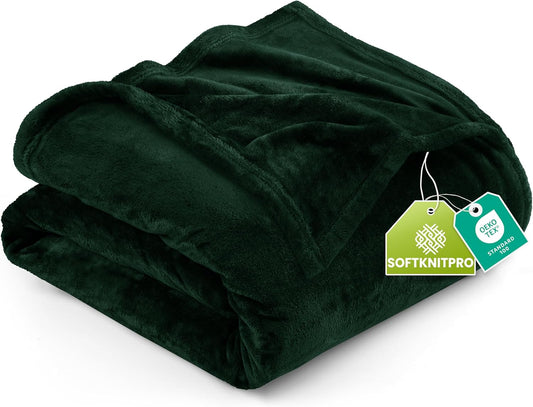 Utopia Bedding Fleece Blanket - Luxury Forest Green Microfiber | Queen Size 90x90 Inch, Soft & Anti-Static