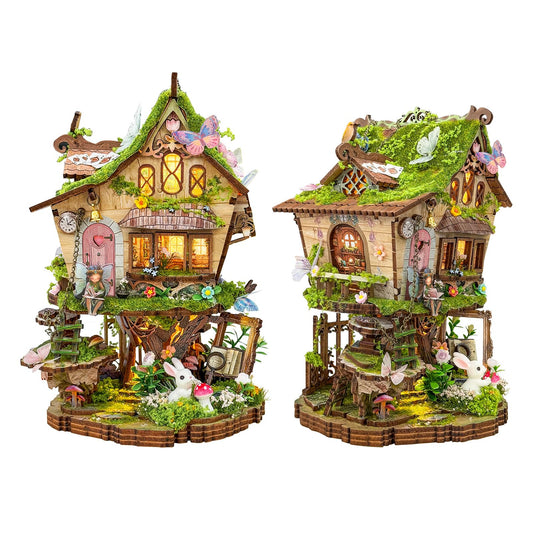 YSWOOD WORLD DIY Miniature House Kit, Mini House Building Kit with LED, DIY Miniature Kit for Adults Teen, Dollhouse Kit, Rowan’s Enchanted Treehouse