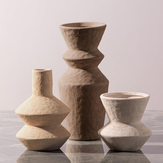 Ceramic Vase Home Table Decor - Flower Vase Set of 3 Living Room Kitchen Decorations Farmhouse Modern Rustic Vases Decorative Centerpiece for Shelf Bedroom Office Bathroom Dining Coffee Desk