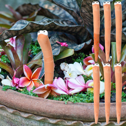 Relaxweex 6 Pcs Water Sensor Ceramic Worm The Potting Shed Worm Water Sensor Plant Decoration Moisture Monitor Gardening Houseplant Humidity Meter Fun Gardening Gift for Your Potted Plant (6 Inch)