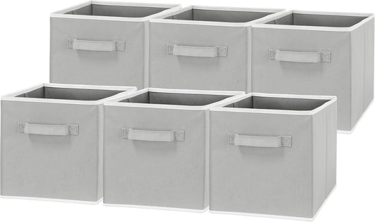 Simple Houseware Foldable Cube Storage Bins - 11-Inch Gray Fabric Organizer | 6-Pack for Closet & Shelves