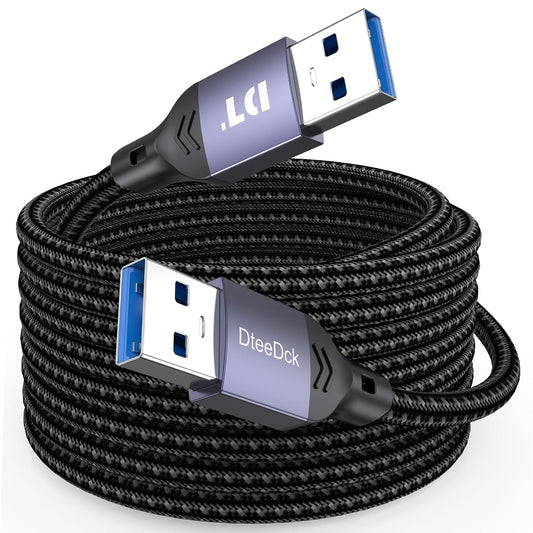 15 5Gbps 3.0, 15W USB to USB Cable Feet, Long USB Type A Male to Male Cord Data Transfer & Fast Charging Double Sided