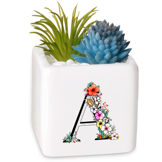 BJDAMAI Succulent Planter Flower Plant Pot Small, Gifts for Teens Toddler Girls Kids Daughter, Granddaughter, Sister, Niece Birthday Themed Party (Letter A)