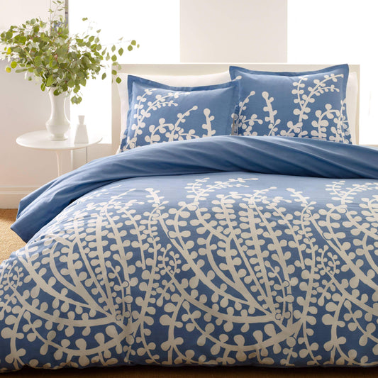 City Scene - King Duvet Cover Set, 100% Soft Cotton Bedding for Year Round Comfort, 3 Piece Bed Set with Matching Pillowcases (Branches Blue)