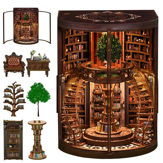 Sagiterra Book Nook Kit，DIY Miniature Dollhouse Kit (DH-W YR)