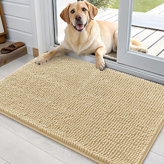 OLANLY Dog Door Mat - Absorbent Non-Slip Chenille Mat for Muddy Paws | 36x24 Inches, Quick Dry Design
