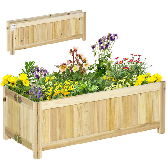 Outsunny Foldable Raised Garden Bed, Wooden Planter Box, Herb Garden Planter with Drainage Holes, for Backyard, Patio to Grow Vegetables, Herbs, and Flowers, 28'' x 12'' x 10"