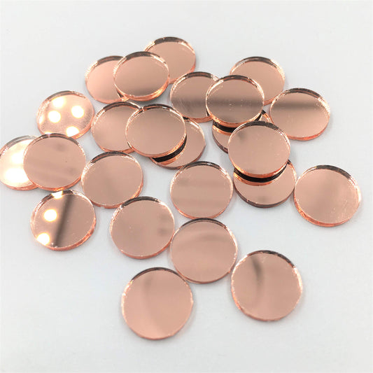 3/4" Round Mosaic Mirror Tiles Rose Gold Craft Mirror Circles 100 Pieces for Craft Projects (Dia 3/4'')