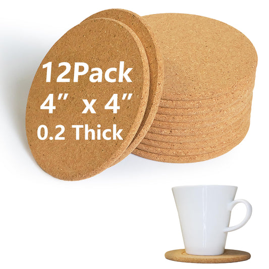12 pcs Round Edge Cork Coasters for Drinks are Reusable Tea or Coffee Coasters, do-it-Yourself Blank Coasters, Cork Plant Coasters, Gifts for Family and Friends
