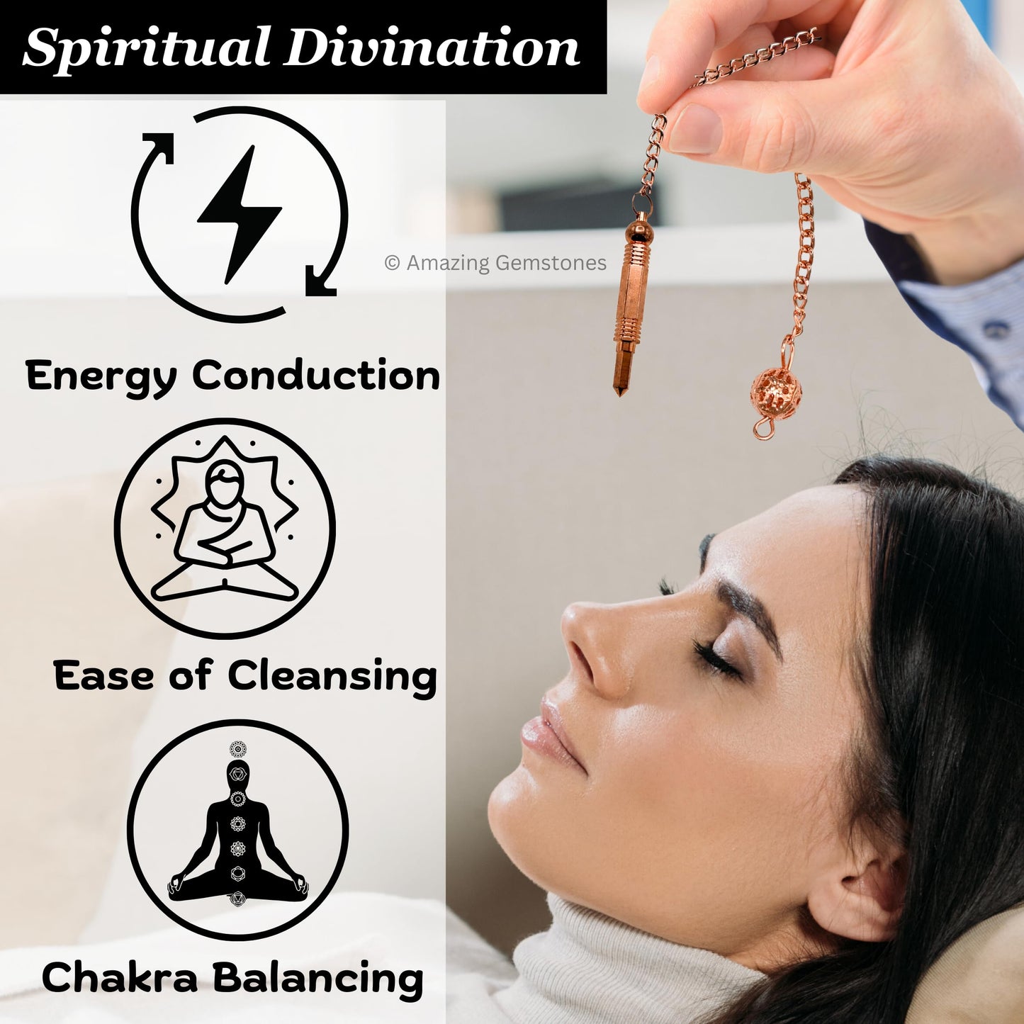 Healing Metal Pendulums for Divination, Rose Gold 3 Piece Steel Copper Pendulum High Energy Pendulo de Bronce Pendulos de Mesa MP14