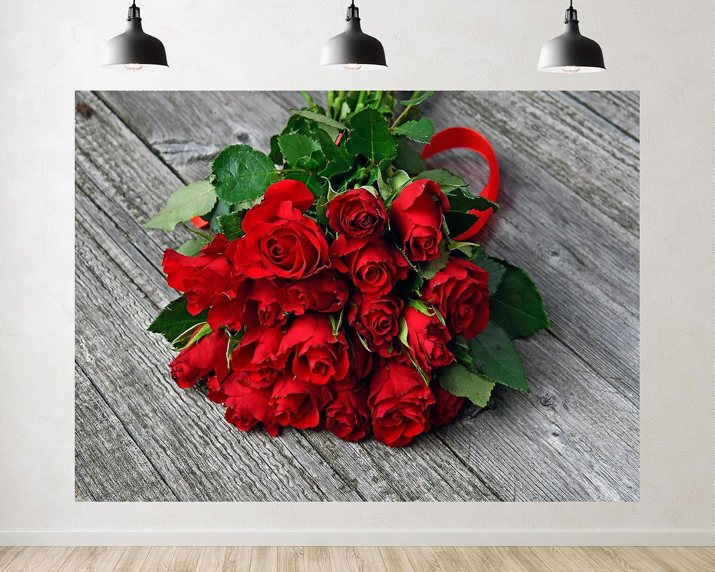 TryKid 8x8ft Romantic Red Rose Bouquet Backdrop Fresh Flower Gift Photography Background Valentine Day Wedding Party