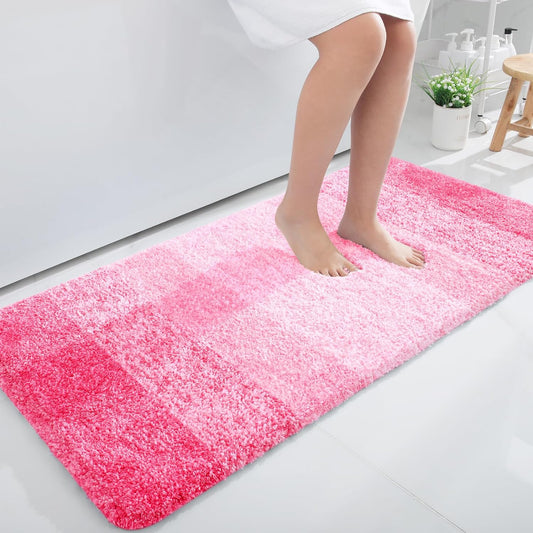 OLANLY Large Bathroom Rugs - Extra Soft Microfiber Mat 44x32 | Quick Dry & Machine Washable, Pink