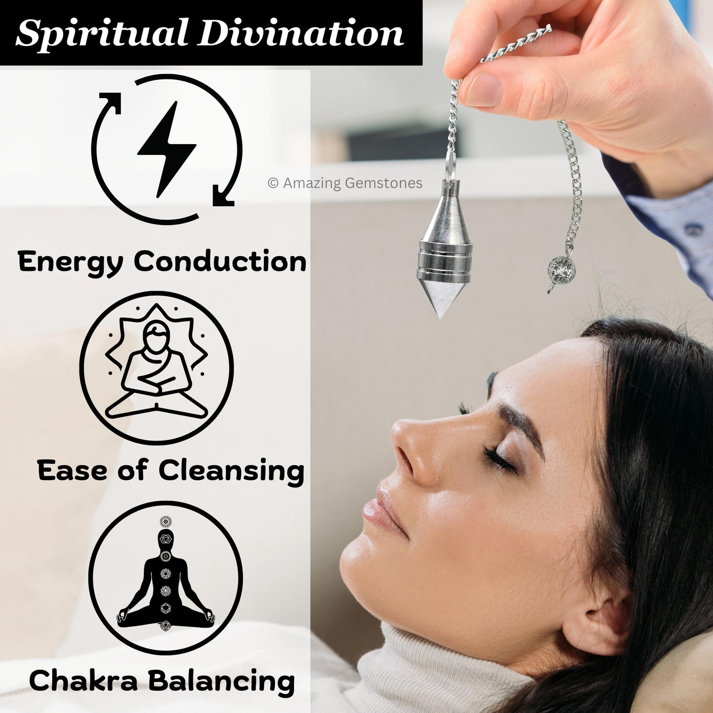 Amazing Gemstone Healing Metal Pendulums for Divination, Silver Drum Cone Steel Copper Pendulum High Energy Pendulo de Bronce Pendulos de Mesa MP64