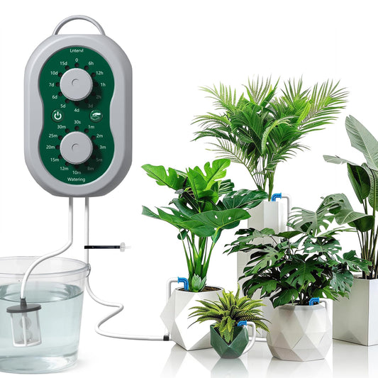 Automatic Drip Irrigation System for Garden with USB & Timer, 50FT Plant Watering Devices for 15 Pots, IP65 Waterproof 2200mAh Watering System for Indoor Outdoor Lawn Farm Greenhouse Balcony Patio