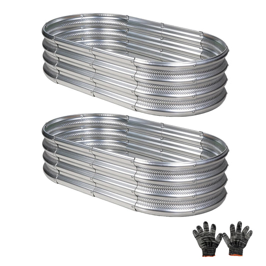 Gartist 2 pcs 4×2×1 ft Raised Garden Bed for Outdoor, Easy Assembly Galvanized Planter Box for Vegetables, Flowers & Herbs