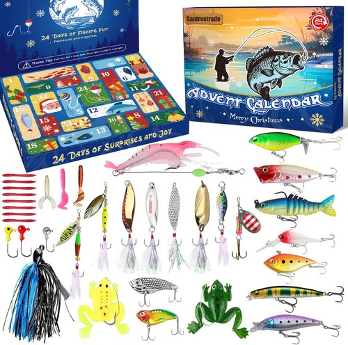 Fishing Advent Calendar 2026 - 24-Day Countdown Fishing Lure Tackle Kit for Bass & Trout | Perfect Christmas Gift for Dad, Husband, or Boyfriend