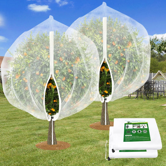 2PCS Fruit Tree Netting with Drawstring and Zipper, 6 * 6FT Garden Netting for Garden Protection, Insect Bird Netting for Fruit Trees, Protection from Anti Birds, Bugs,Cicadas, Insects